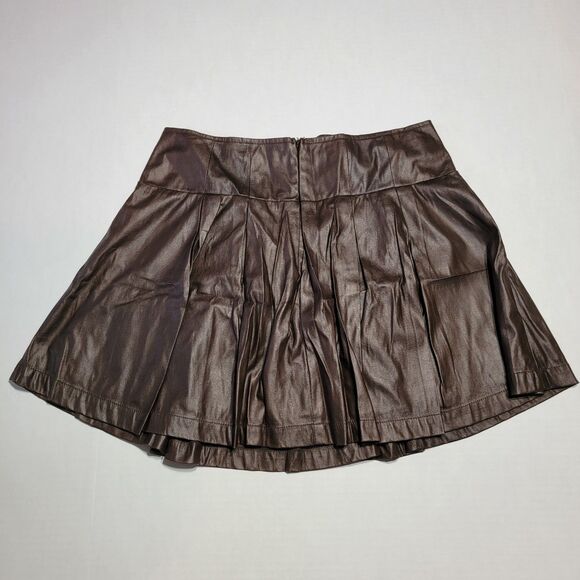 Mustard Seed Faux Leather Mini Skirt Dark Brown - Size Large - Picture 3 of 4